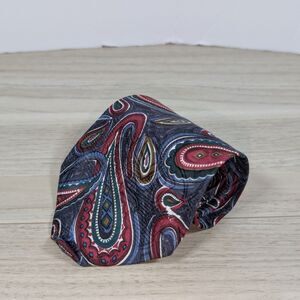 Status Silk Tie Paisley Gray Red Blue Made in Italy Classic Mens